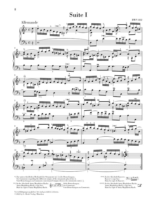 Franzosische Suiten 1 d moll BWV812