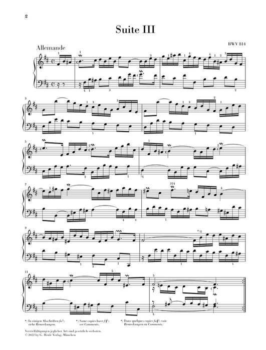 Franzosische Suiten 3 h moll BWV814