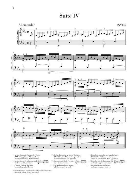 Franzosische Suiten 4 Es dur BWV815