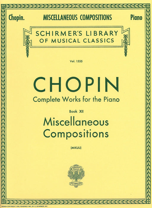 Complete Works for the Piano Book 12 Miscellaneous Compositions [Mikuli]
