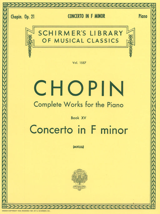 Complete Works for the Piano Book 15 Concerto in F minor [Mikuli]