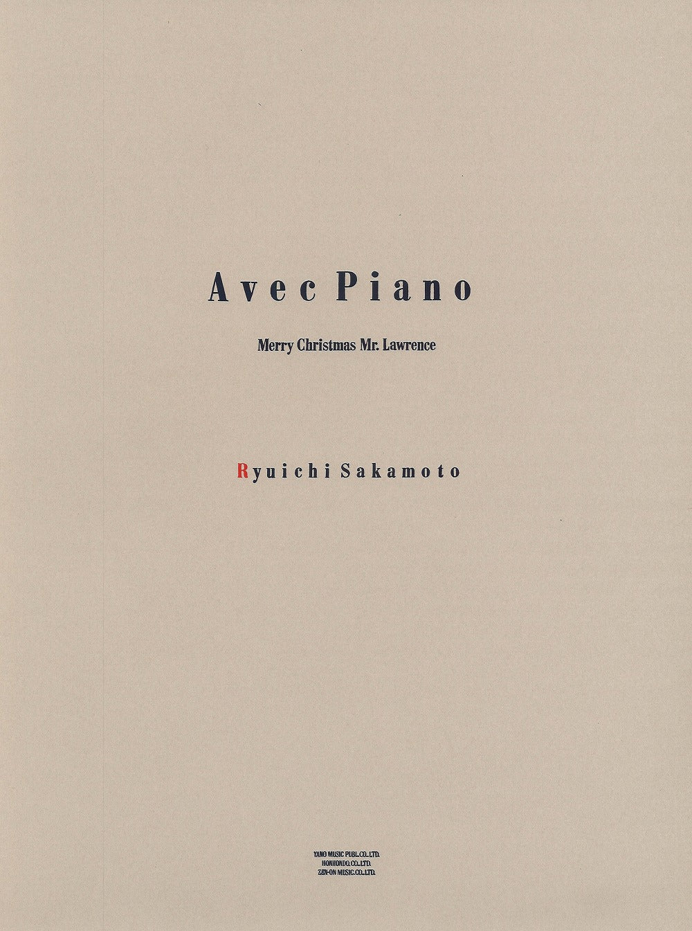 Avec Piano「戦場のメリー・クリスマス」 - — 楽譜専門店 Crescendo alle